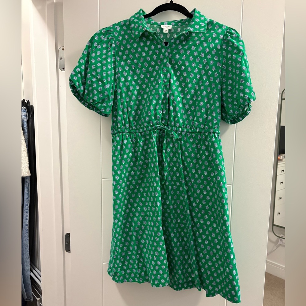 J. Crew Green Floral Mini Dress